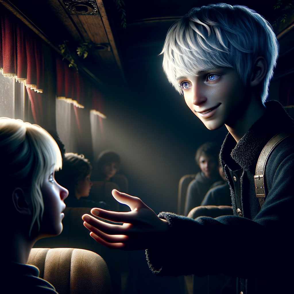 長弓破空箭如流星，白髮逆風飄若雪舞。城夜燈火錯亂驚惶，一人屋頂覽全局。