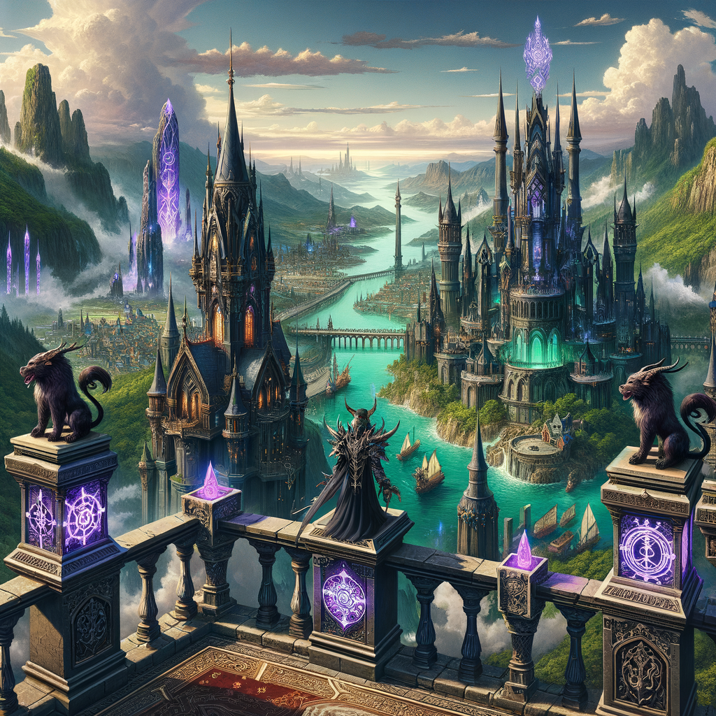 危樓高百尺，手可摘星辰。黑森林如翠海環城，銀河垂落，密斯蘭提河蜿蜒若絲帶。遠山迷霧，氣象萬千。